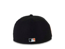 Load image into Gallery viewer, San Diego Padres New Era MLB 59FIFTY 5950 Fitted Cap Hat Black Crown/Visor White/Orange Logo 25th Anniversary Side Patch Orange UV
