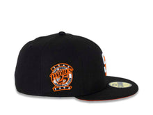 Load image into Gallery viewer, San Diego Padres New Era MLB 59FIFTY 5950 Fitted Cap Hat Black Crown/Visor White/Orange Logo 25th Anniversary Side Patch Orange UV
