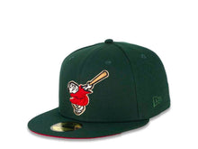 Load image into Gallery viewer, San Diego Padres New Era MLB 59FIFTY 5950 Fitted Cap Hat Dark Green Crown/Visor Red/Bronze “Swinging Friar” Logo 40th Anniversary Side Patch Red UV
