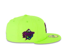 Load image into Gallery viewer, San Diego Padres New Era MLB 59FIFTY 5950 Fitted Cap Hat Green Shock Crown/Visor Dark Purple/Black Logo 1998 World Series Side Patch Dark Purple UV
