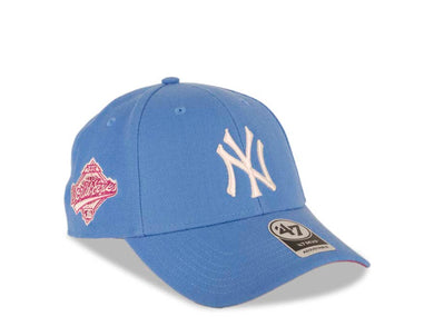 New York Yankees '47 MLB MVP Adjustable Cap Hat Sky Blue Crown/Visor White Logo 1996 World Series Side Patch Magenta UV