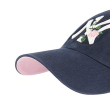 Load image into Gallery viewer, New York Yankees &#39;47 MLB Clean Up Adjustable Cap Hat Navy Crown/Visor White Logo with Pink/Green “Rose” Pink UV
