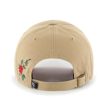 Load image into Gallery viewer, New York Yankees &#39;47 MLB Clean Up Adjustable Cap Hat Khaki Crown/Visor White Logo with Red/Green “Rose” Red UV 
