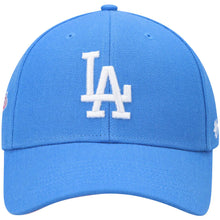 Load image into Gallery viewer, Los Angeles Dodgers &#39;47 MLB MVP Adjustable Cap Hat Sky Blue Crown/Visor White Logo 1988 World Series Side Patch Magenta UV
