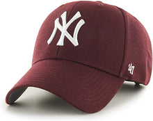 Load image into Gallery viewer, New York Yankees &#39;47 MLB MVP Adjustable Cap Hat Maroon Crown/Visor White Logo
