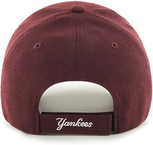 Load image into Gallery viewer, New York Yankees &#39;47 MLB MVP Adjustable Cap Hat Maroon Crown/Visor White Logo
