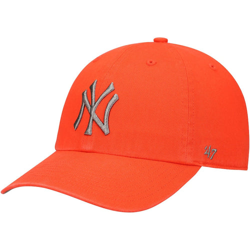 New York Yankees '47 MLB Clean Up Adjustable Cap Hat Orange Crown/Visor Olive Logo