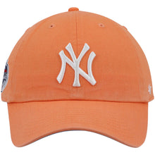 Load image into Gallery viewer, New York Yankees &#39;47 MLB Clean Up Adjustable Cap Hat Orange Crown/Visor White Logo 2008 All-Star Game Side Patch Sky Blue UV
