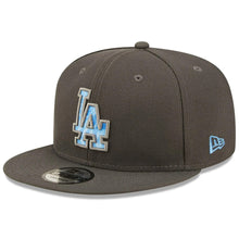 Load image into Gallery viewer, Los Angeles Dodgers New Era MLB 9FIFTY 950 Snapback Cap Hat Dark Gray Crown/Visor Sky Blue/Gray Logo (2022 Father&#39;s Day)

