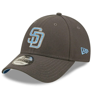 San Diego Padres New Era MLB 9FORTY 940 Adjustable Cap Hat Dark Gray Crown/Visor Sky Blue/Gray Logo (2022 Father's Day)