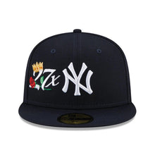Load image into Gallery viewer, New York Yankees New Era MLB 59FIFTY 5950 Fitted Cap Hat Navy Crown/Visor Team Color Logo with 27x Crown Rose (Crown Champs)

