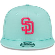 Load image into Gallery viewer, San Diego Padres New Era MLB 9FIFTY 950 Snapback Cap Hat Mint Green Crown/Visor Strawberry Logo (City Connect 2022)
