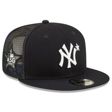 Load image into Gallery viewer, New York Yankees New Era MLB 9FIFTY 950 Mesh Trucker Snapback Cap Hat Navy Crown/Visor Team Color Logo with Star 2022 All-Star Game Side Patch (2022 All-Star Game)
