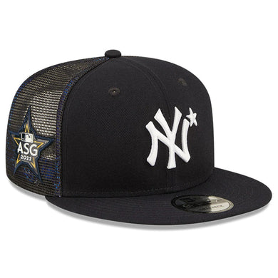 New York Yankees New Era MLB 9FIFTY 950 Mesh Trucker Snapback Cap Hat Navy Crown/Visor Team Color Logo with Star 2022 All-Star Game Side Patch (2022 All-Star Game)
