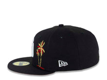 Load image into Gallery viewer, San Diego Padres New Era MLB 59FIFTY 5950 Fitted Cap Hat Black Crown/Visor White Logo With Metallic Gold/Red Palm Trees Heart Back Logo 40th Anniversary Side Patch Red UV
