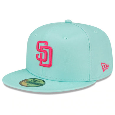 New Era 59Fifty Vegas Dome Miami Dolphins Retro Script Hat- Tan, Teal