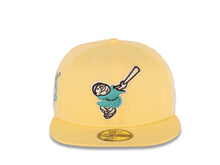 Load image into Gallery viewer, San Diego Padres New Era MLB 59FIFTY 5950 Fitted Cap Hat Light Yellow Crown/Visor Teal/White Swinging Friar Logo 40th Anniversary Side Patch Teal UV
