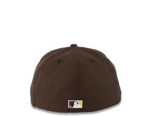 Load image into Gallery viewer, San Diego Padres New Era MLB 59FIFTY 5950 Fitted Cap Hat Brown Crown/Visor Maroon/Khaki Batting Friar Logo Stadium Side Patch Green UV
