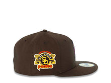 Load image into Gallery viewer, San Diego Padres New Era MLB 59FIFTY 5950 Fitted Cap Hat Brown Crown/Visor Maroon/Khaki Batting Friar Logo Stadium Side Patch Green UV
