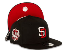 Load image into Gallery viewer, San Diego Padres New Era MLB 9FIFTY 950 Snapback Cap Hat Black Crown/Visor White/Red Logo 2016 All-Star Game Side Patch Red UV

