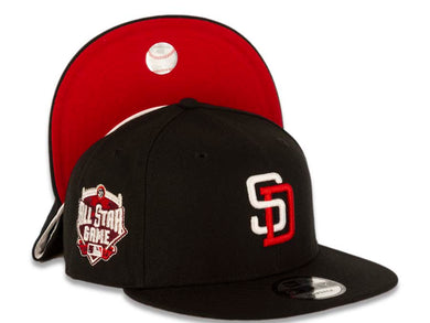 San Diego Padres New Era MLB 9FIFTY 950 Snapback Cap Hat Black Crown/Visor White/Red Logo 2016 All-Star Game Side Patch Red UV