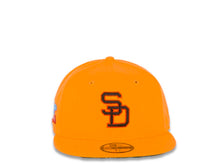 Load image into Gallery viewer, San Diego Padres New Era MLB 59FIFTY 5950 Fitted Cap Hat Yellow Crown/Visor Brown/Orange Logo 1984 World Series Side Patch Green UV
