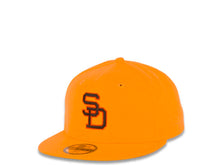 Load image into Gallery viewer, San Diego Padres New Era MLB 59FIFTY 5950 Fitted Cap Hat Yellow Crown/Visor Brown/Orange Logo 1984 World Series Side Patch Green UV
