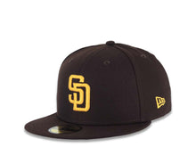 Load image into Gallery viewer, San Diego Padres New Era MLB 59FIFTY 5950 Fitted Cap Hat Dark Brown Crown/Visor Yellow Logo Established 1969 Banner Side Patch
