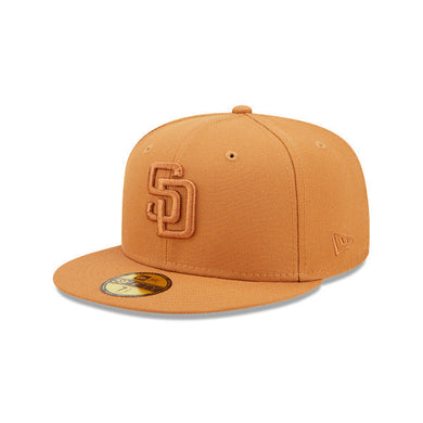 San Diego Padres New Era MLB 59FIFTY 5950 Fitted Cap Hat Light Brown Crown/Visor Light Brown Logo (Color Pack)