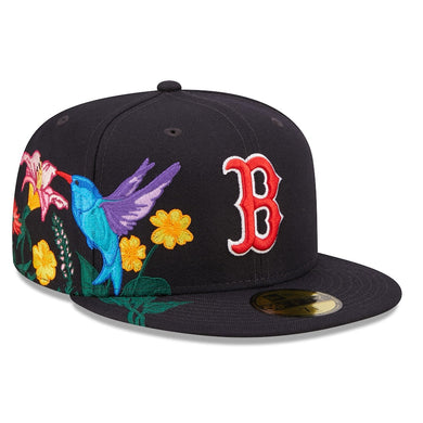 Boston Red Sox New Era MLB 59FIFTY 5950 Fitted Cap Hat Navy Crown/Visor Team Color Logo (Blooming)