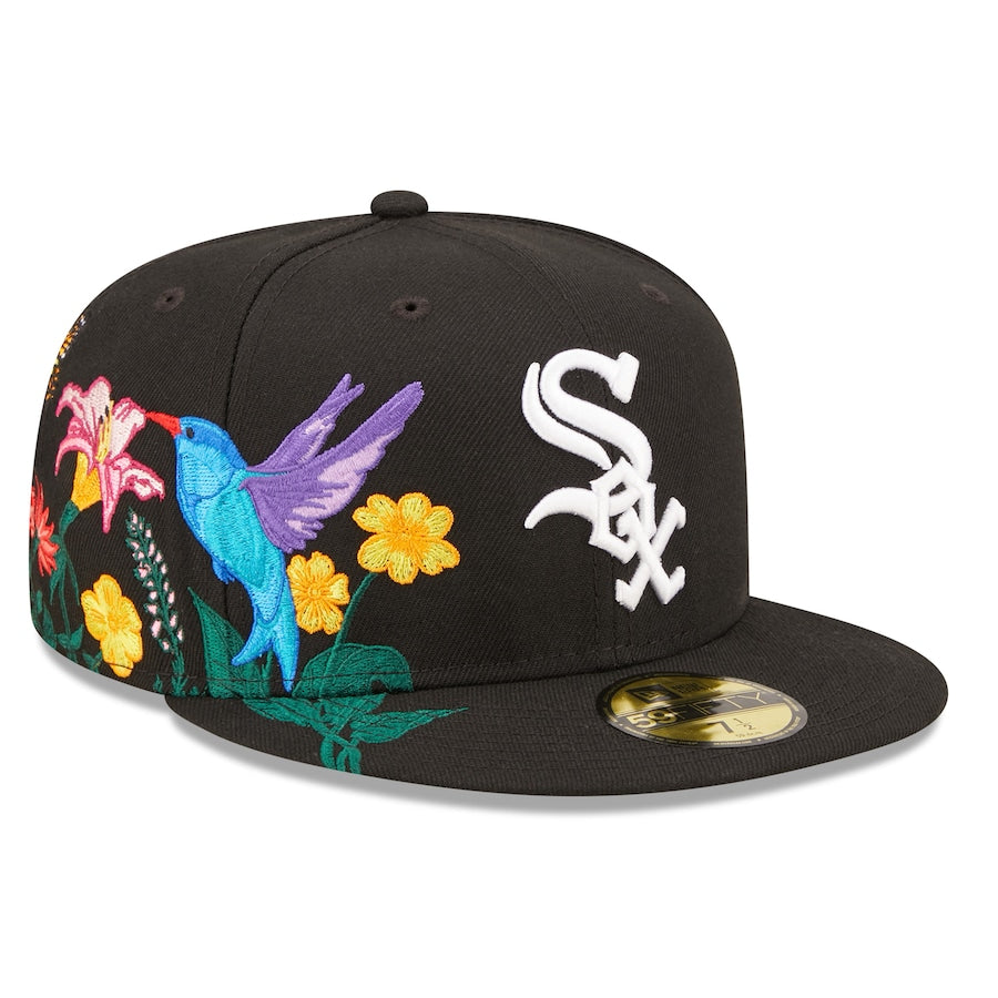 Chicago White Sox New Era MLB 59FIFTY 5950 Fitted Cap Hat Black Crown/Visor Team Color Logo (Blooming)