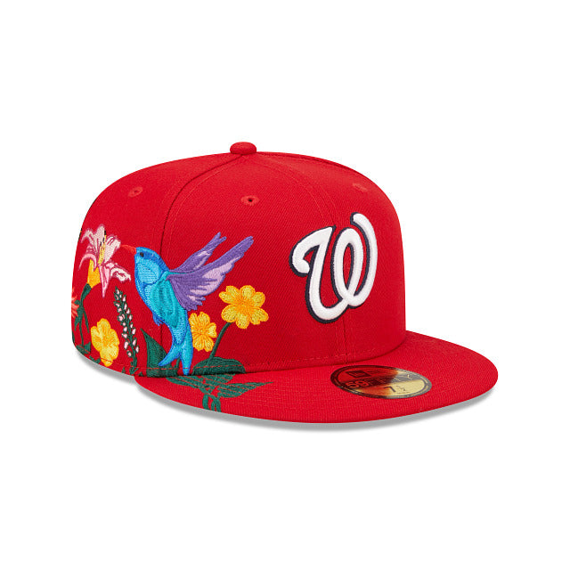 Washington Nationals New Era MLB 59FIFTY 5950 Fitted Cap Hat Red Crown/Visor Team Color Logo (Blooming)