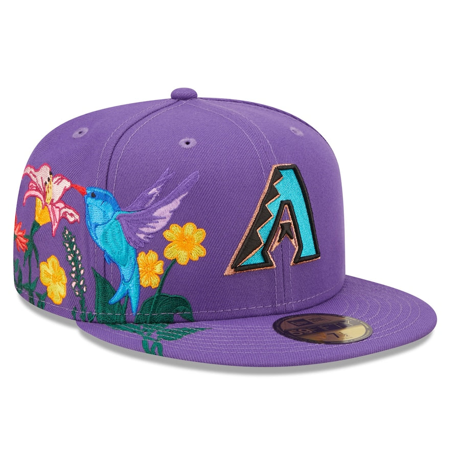 Arizona Diamondbacks New Era MLB 59FIFTY 5950 Fitted Cap Hat Purple Crown/Visor Team Color Retro Logo (Blooming)