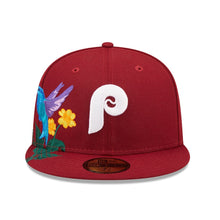 Load image into Gallery viewer, Philadelphia Phillies New Era MLB 59FIFTY 5950 Fitted Cap Hat Maroon Crown/Visor Team Color Retro Logo (Blooming)
