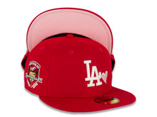 Load image into Gallery viewer, Los Angeles Dodgers New Era MLB 59FIFTY 5950 Fitted Cap Hat Red Crown/Visor White Logo with Heart 50h Anniversary Side Patch Pink UV 
