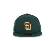 Load image into Gallery viewer, San Diego Padres New Era MLB 59FIFTY 5950 Fitted Cap Hat Dark Green Crown/Visor Wheat Logo 40th Anniversary Side Patch Wheat UV
