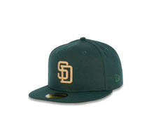 Load image into Gallery viewer, San Diego Padres New Era MLB 59FIFTY 5950 Fitted Cap Hat Dark Green Crown/Visor Wheat Logo 40th Anniversary Side Patch Wheat UV
