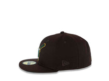 Load image into Gallery viewer, San Diego Padres New Era MLB 59FIFTY 5950 Fitted Cap Hat Dark Brown Crown/Visor Green/Gold Swinging Friar Logo 40th Anniversary Side Patch Green UV 
