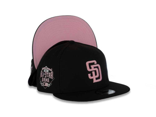 San Diego Padres New Era MLB 9FIFTY 950 Snapback Cap Hat Black Crown/Visor Pink Logo 2016 All-Star Game Side Patch Pink UV