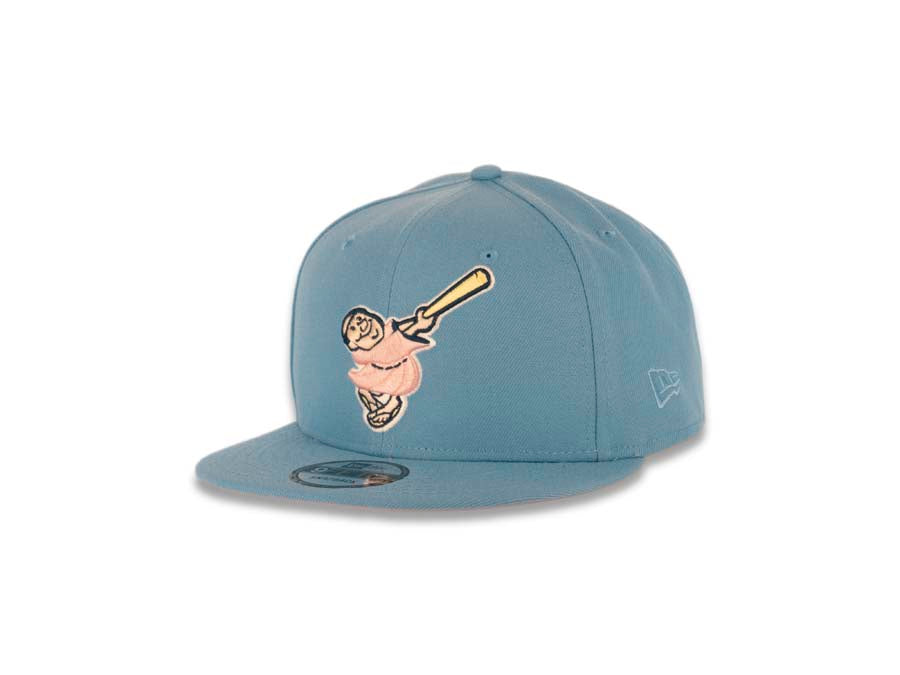 San Diego Padres New Era MLB 9FIFTY 950 Snapback Cap Hat Red Crown/Visor Sky Blue/Meallic Gold Swinging Friar Logo 40th Anniversary Side Patch
