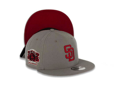 San Diego Padres New Era MLB 9FIFTY 950 Snapback Cap Hat Dark Gray Crown/Visor Caridnal Logo Stadium Side Patch Cardinal UV