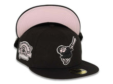 Load image into Gallery viewer, San Diego Padres New Era MLB 59FIFTY 5950 Fitted Cap Hat Black Crown/Visor Black/Pink Swining Friar Logo Stadium Side Patch Pink UV

