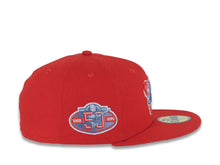 Load image into Gallery viewer, San Diego Padres New Era MLB 59FIFTY 5950 Fitted Cap Hat Red Crown/Visor Sky Blue/Red Swinging Friar Logo 50th Anniversary Side Patch Sky Blue UV
