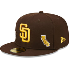Load image into Gallery viewer, San Diego Padres New Era MLB 59FIFTY 5950 Fitted Cap Hat Dark Brown Crown/Visor Yellow Team Color Logo (Identity)
