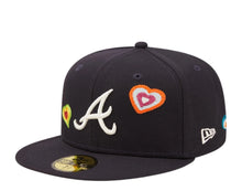 Load image into Gallery viewer, Atlanta Braves New Era MLB 59FIFTY 5950 Fitted Cap Hat Navy Crown/Visor Team Color Logo (Chain Stitch Heart) 
