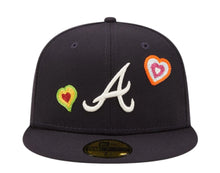 Load image into Gallery viewer, Atlanta Braves New Era MLB 59FIFTY 5950 Fitted Cap Hat Navy Crown/Visor Team Color Logo (Chain Stitch Heart) 
