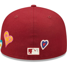 Load image into Gallery viewer, Philadelphia Phillies New Era MLB 59FIFTY 5950 Fitted Cap Hat Cardinal Crown/Visor Team Color Cooperstown Logo (Chain Stitch Heart)
