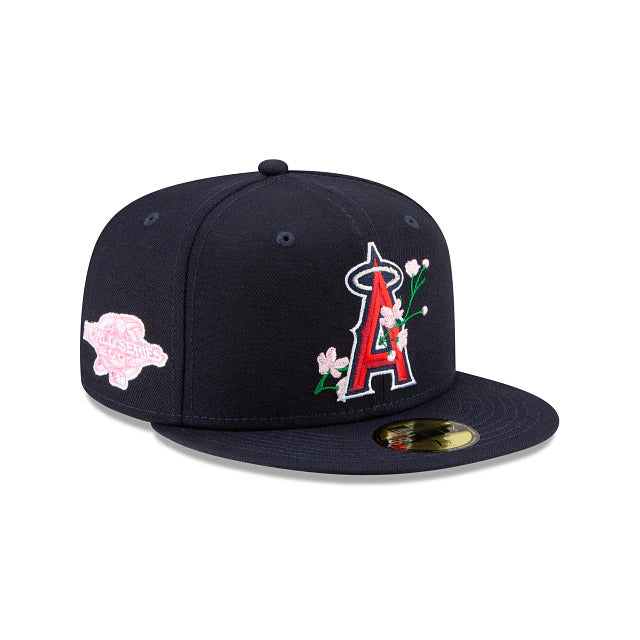 Los Angeles Anaheim Angels New Era MLB 59FIFTY 5950 Fitted Cap Hat Navy Crown/Visor Team Color Logo (Side Patch Bloom) 