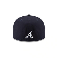 Load image into Gallery viewer, Atlanta Braves New Era MLB 59FIFTY 5950 Fitted Cap Hat Navy Crown/Visor Team Color Logo (Side Patch Bloom) 
