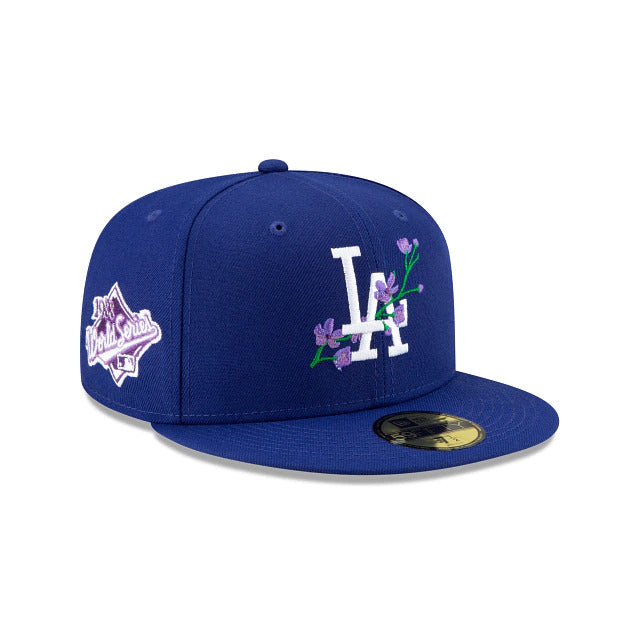 Los Angeles Dodgers New Era MLB 59FIFTY 5950 Fitted Cap Hat Royal Blue Crown/Visor Team Color Logo (Side Patch Bloom)